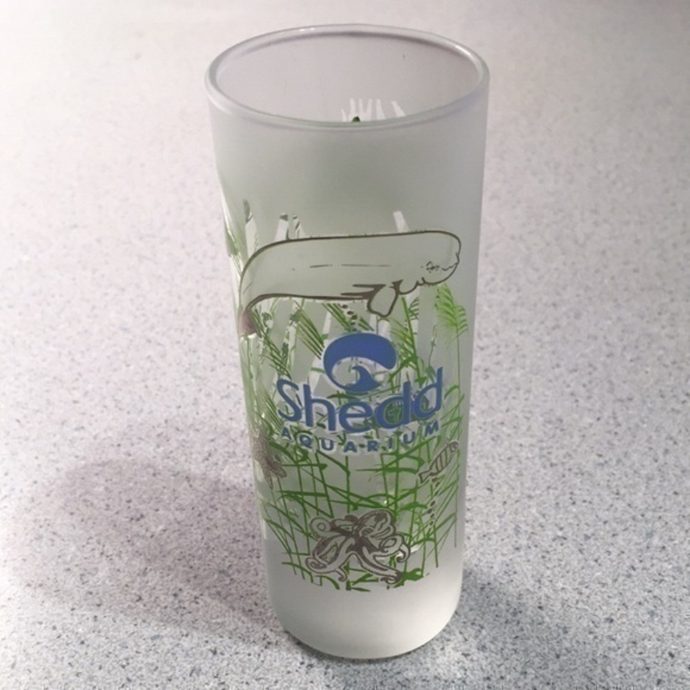 NEW Rare Shedd Aquarium Chicago 2oz Frosted Shooter Tall Shot Glass